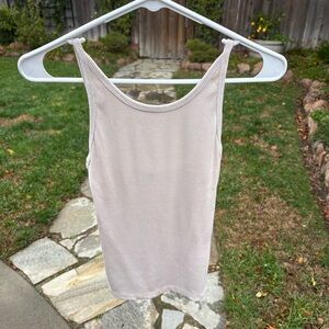 Final Touch Nude Cream Ribbed High Neck Tank Top Size Small Soft & Stretchy